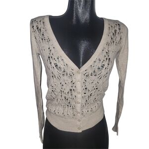 Victoria Secret Cream Knit Button-Up Cardigan S